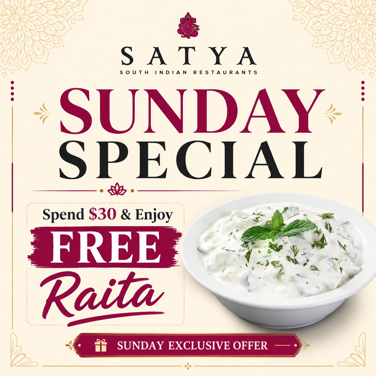 Free Raitha over $30 