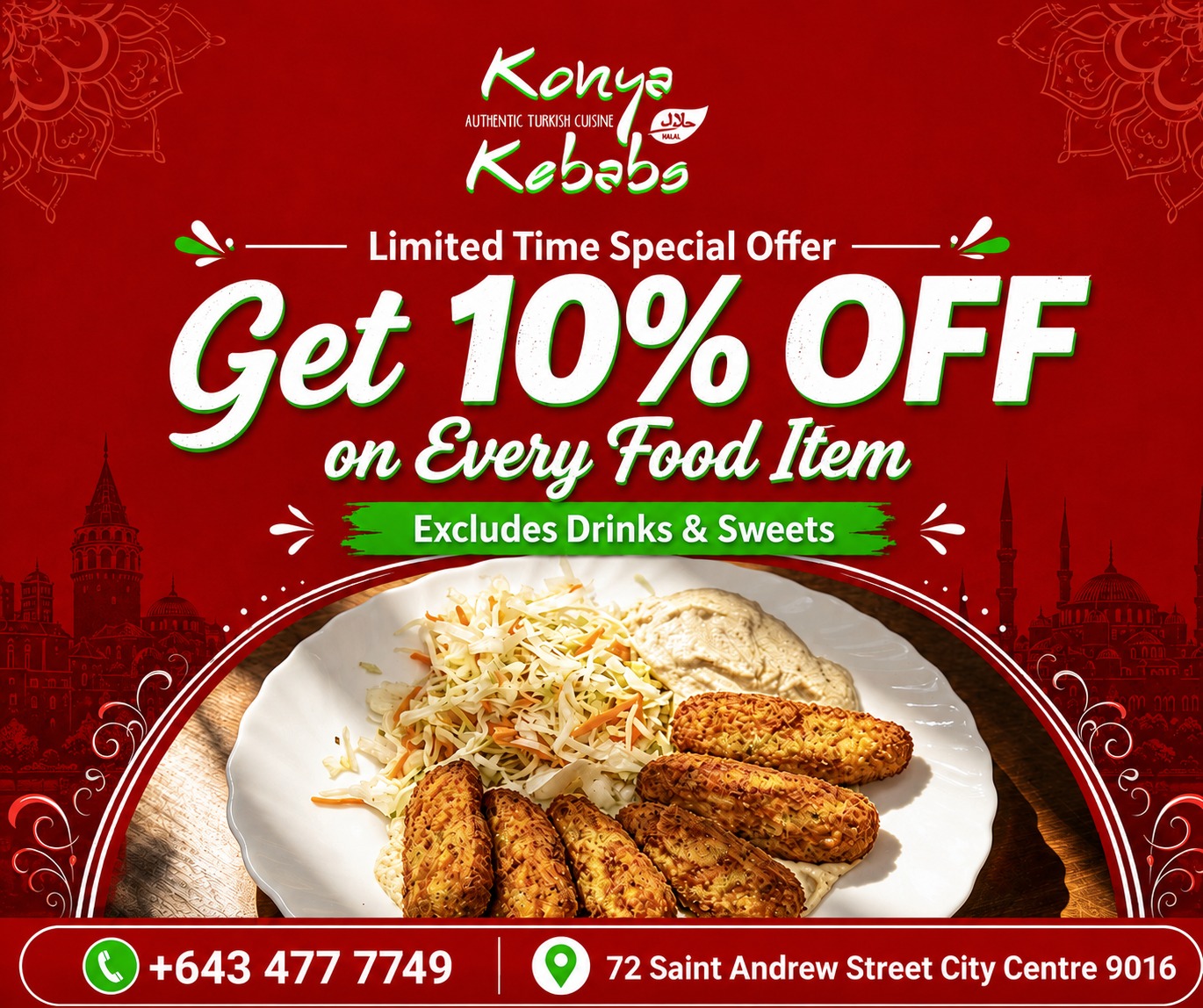 Get 10% Off on Every Food Items ( exclude desserts & drinks )