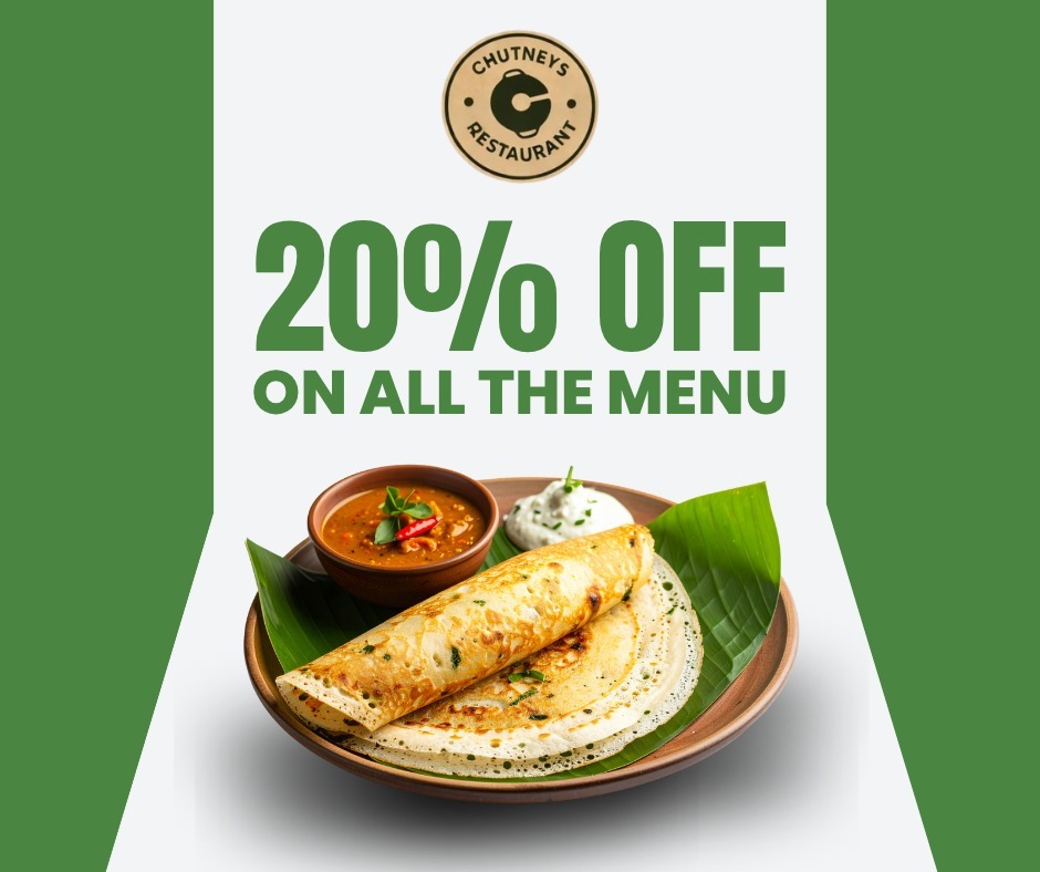 20% OFF ON ALL THE MENU 