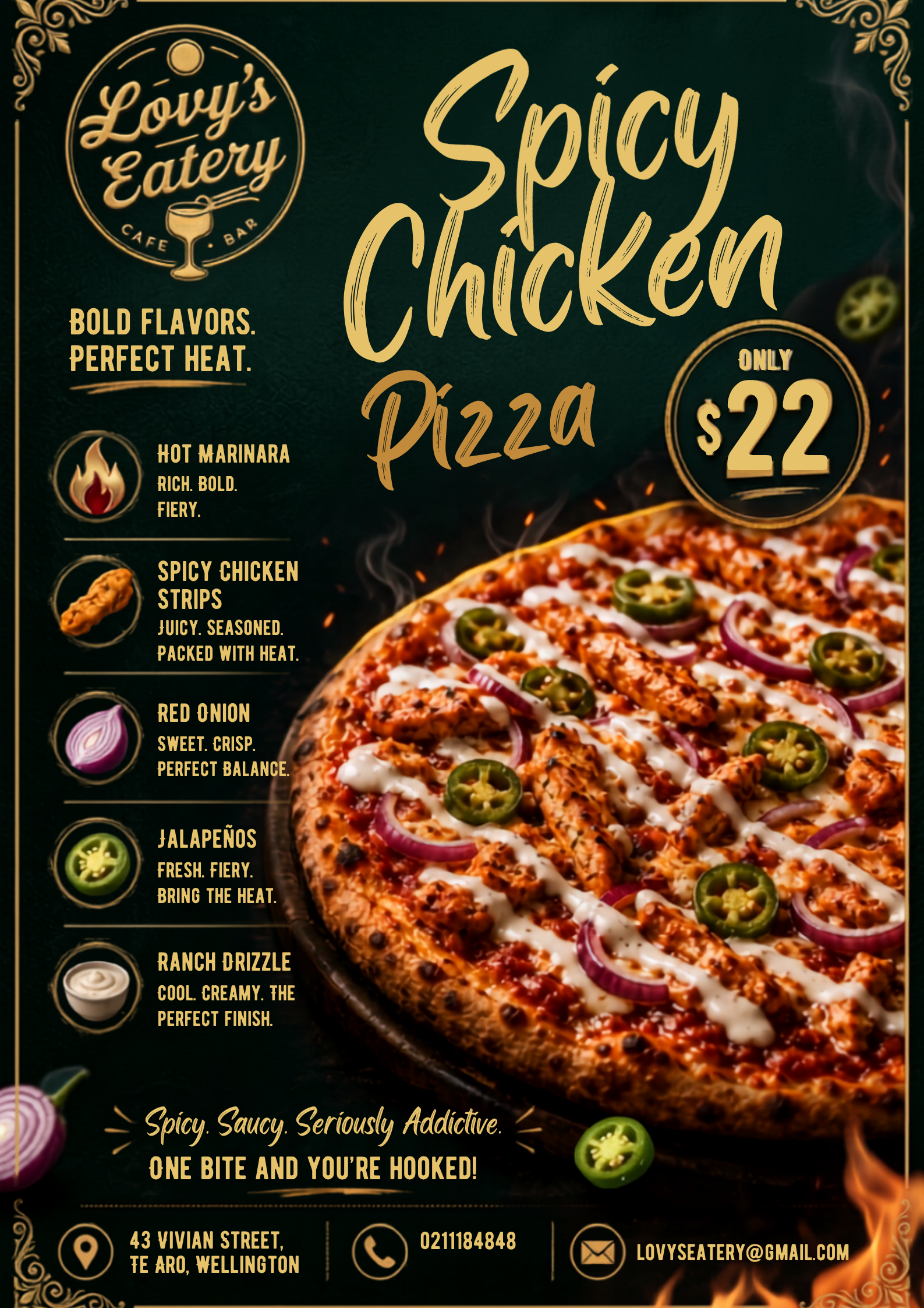 Spicy Chicken Pizza @ $22 Only