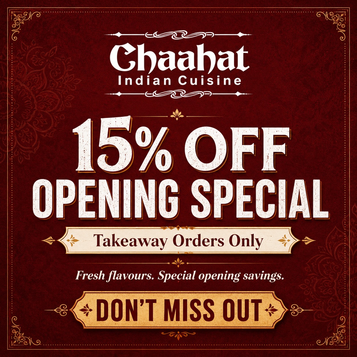 15% off on you order - Opening Special