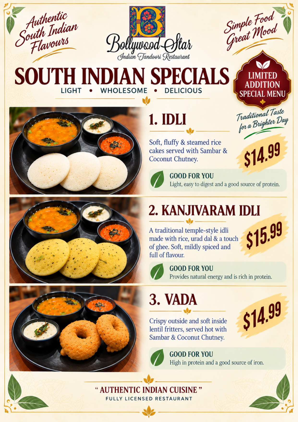 South Indian Special – Authentic Flavours, Irresistible Taste!
