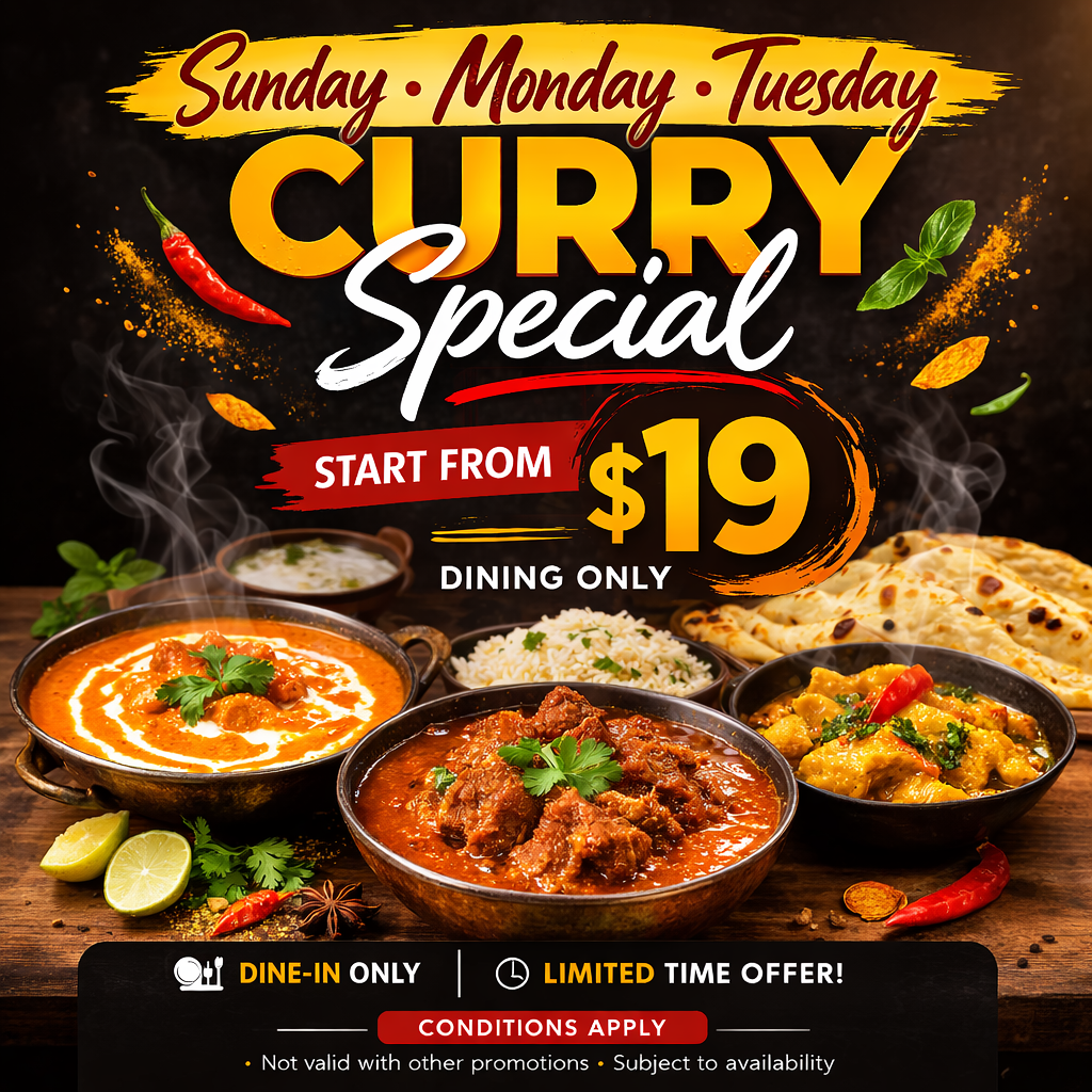  DINEIN SPECIALS (SUNDAY -TUESDAY) : MAINS START FROM  $19 CONDITIONS APPLY*