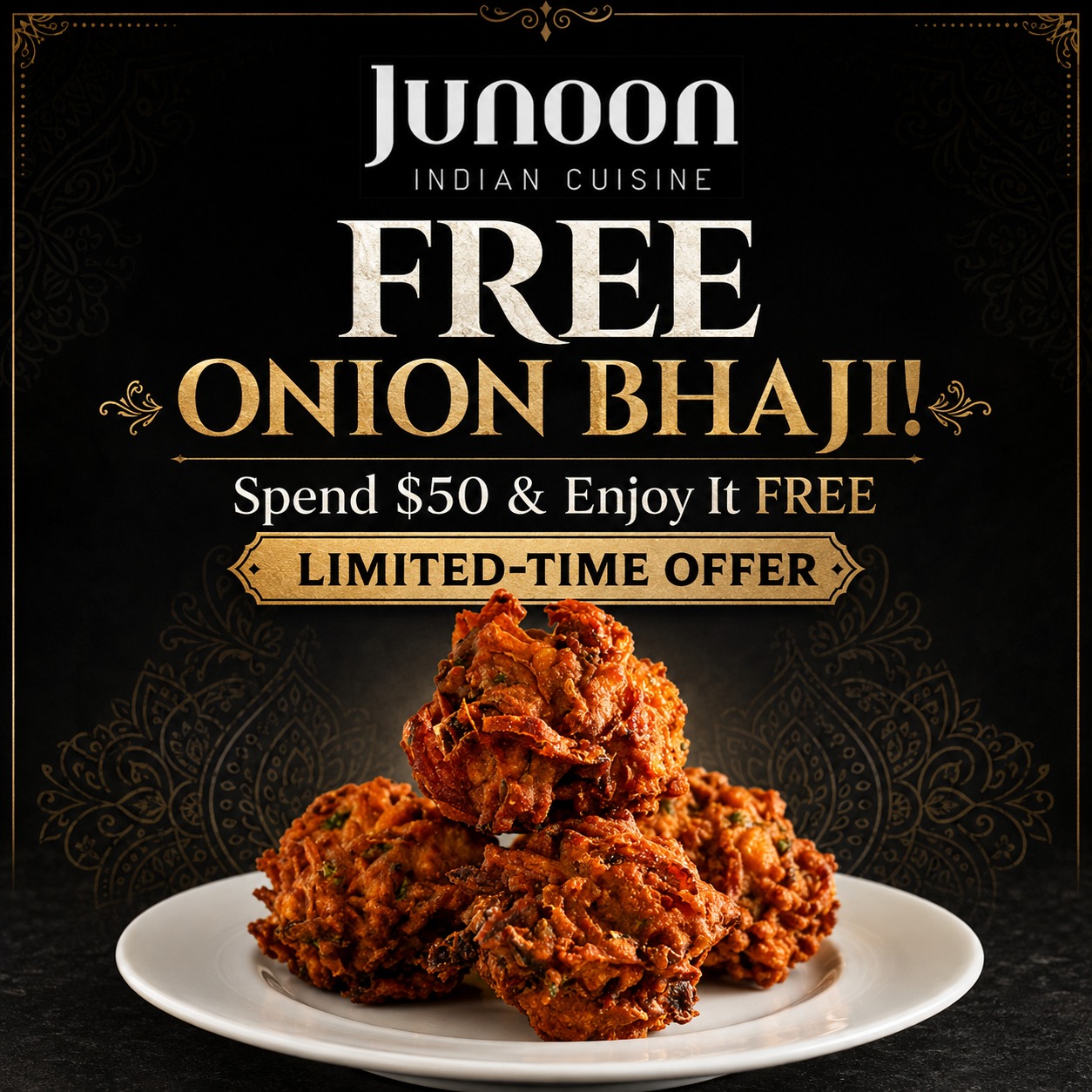 Free Onion Bhaji order over $50